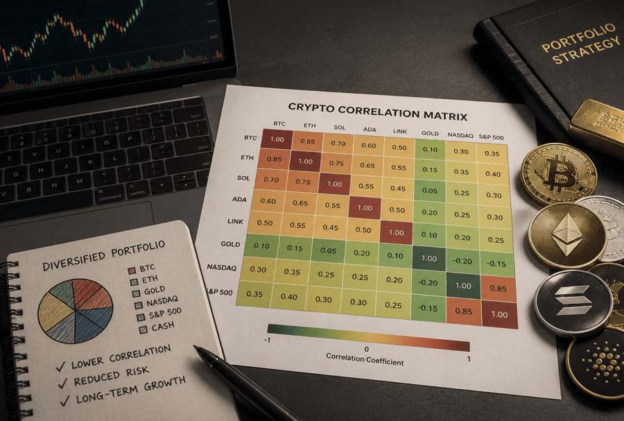 Crypto Correlation Explained: How Investors Use Correlation Matrices to Evaluate Diversification and Market Risk