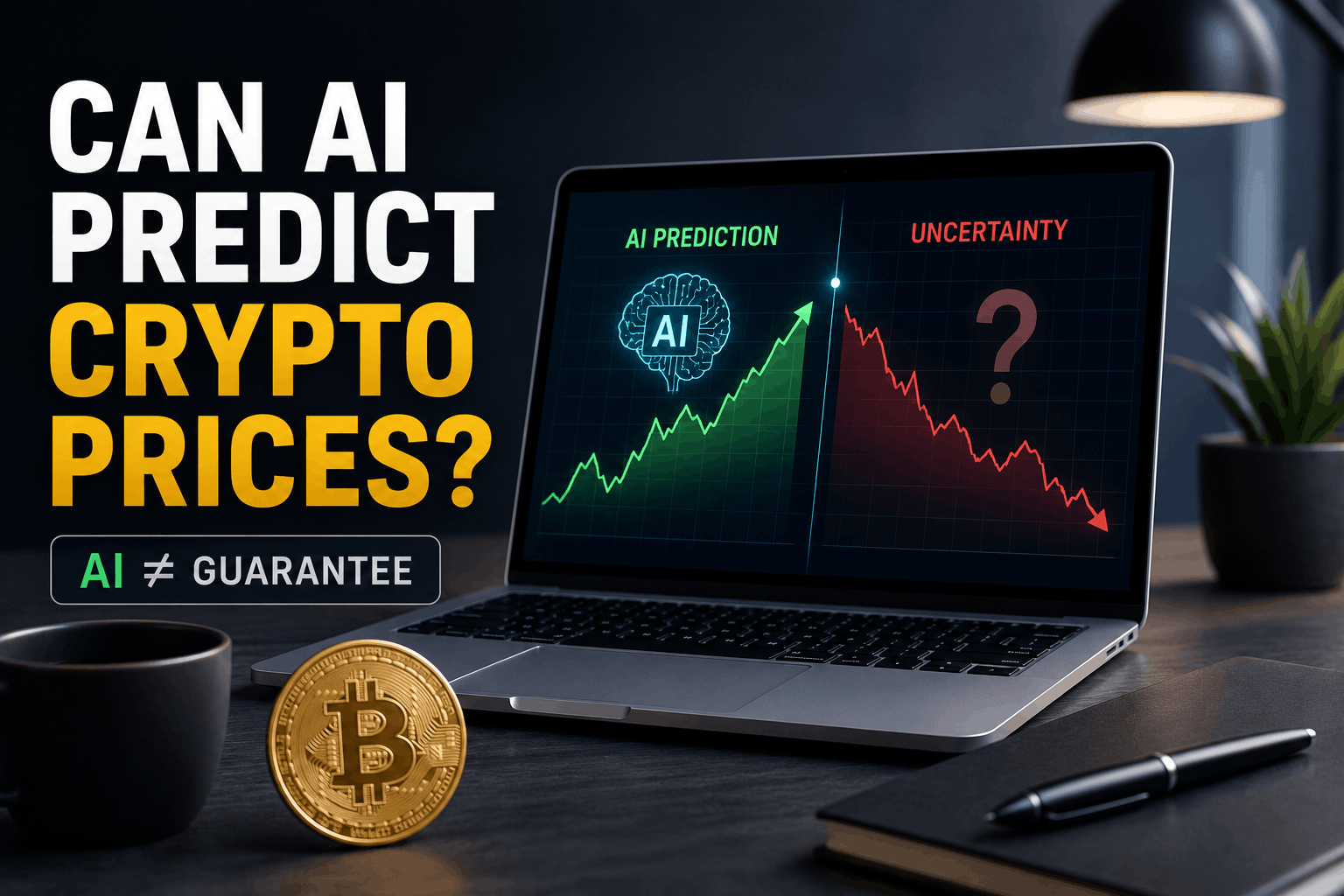 AI crypto price prediction showing Bitcoin forecasting and market uncertainty