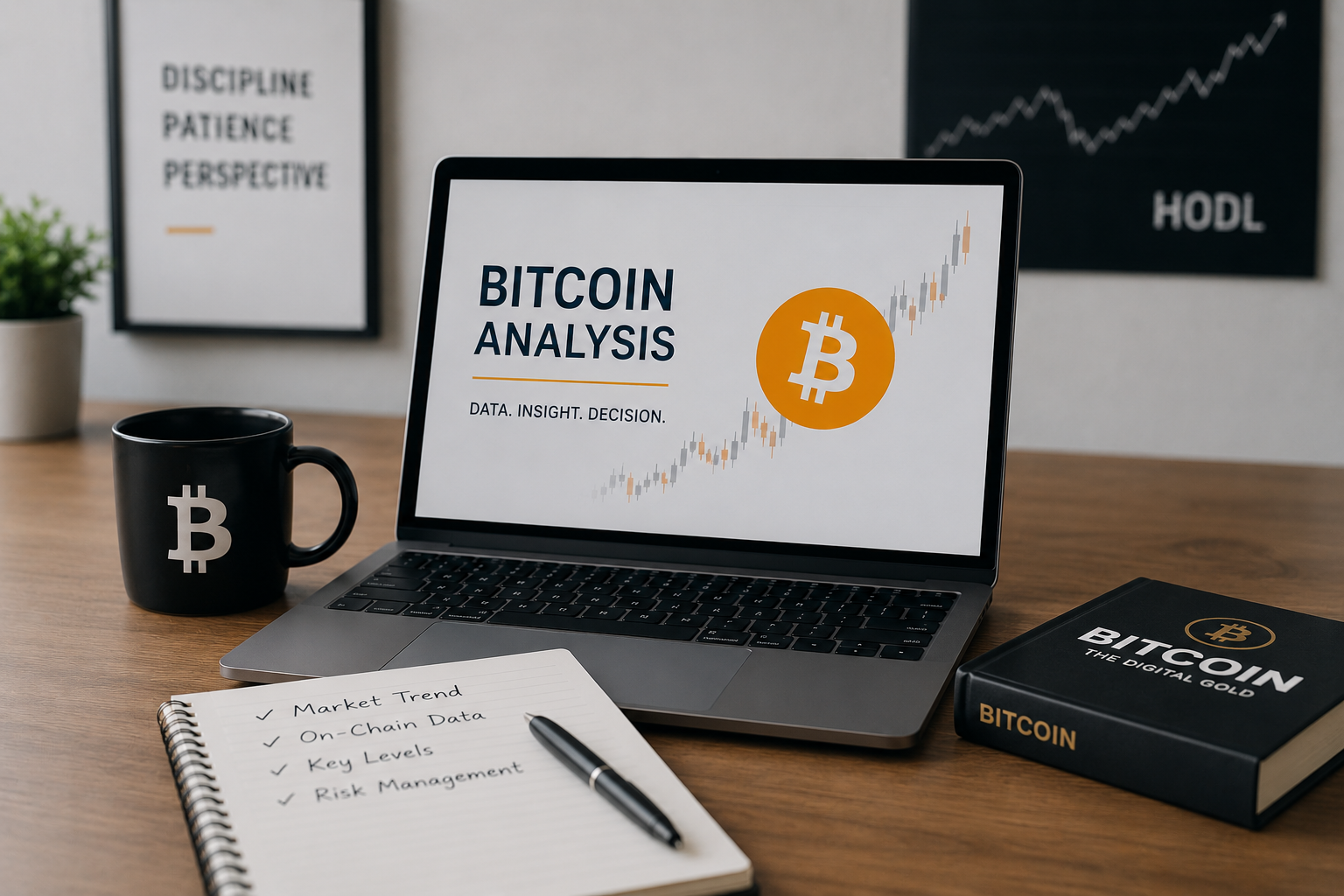 Professional Bitcoin Analyst reviewing Bitcoin market data, technical charts, and research notes to evaluate BTC trends and investment opportunities.
