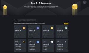 Binance proof of reserves dashboard displaying BTC, ETH, USDT reserve ratios for exchange transparency