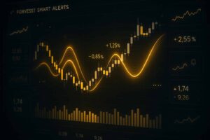 AI-powered crypto trading dashboard showing smart alert signals and candlestick data – Forvest Smart Alerts 2025