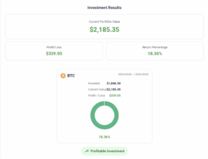 crypto profit calculator with leverage results showing btc profit after fees and realistic return percentage
