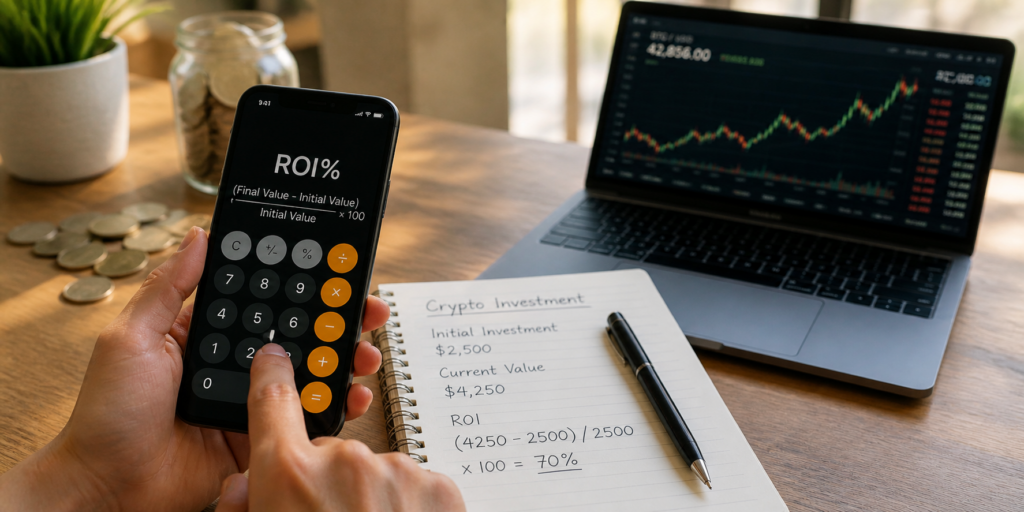 crypto position size calculation example showing risk per trade and bitcoin investment planning with calculator