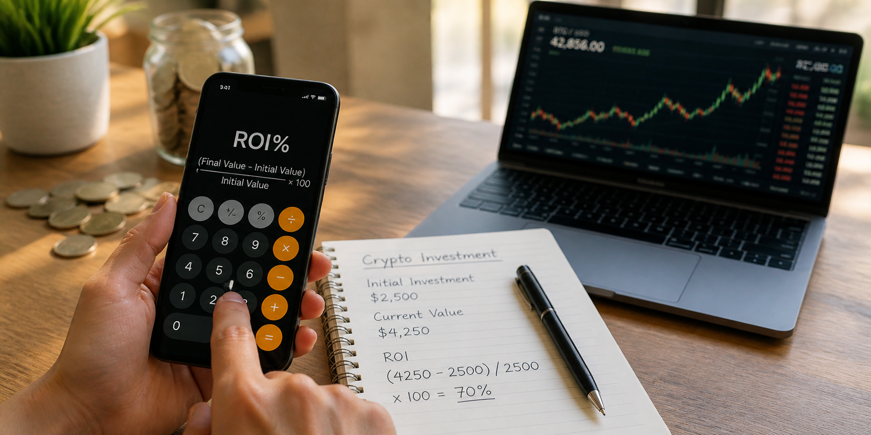 crypto ROI vs profit comparison showing investment efficiency