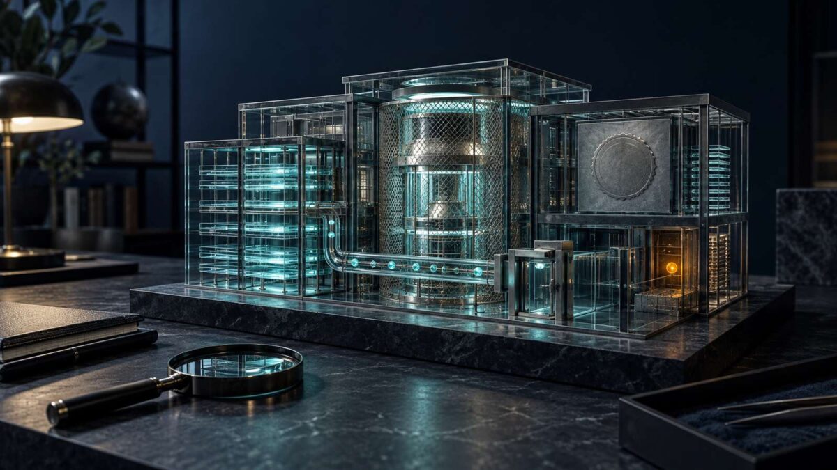 Transparent model of a crypto exchange being inspected for security, withdrawals, liquidity, legal verification and data freshness